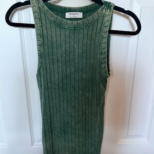 Zenana Outfitters Olive Ribbed Tank Top